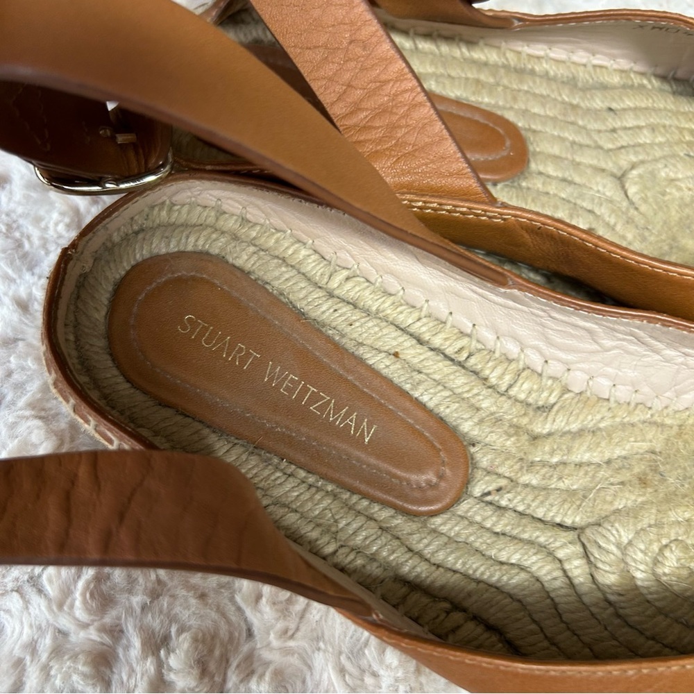 Stuart Weitzman camel round toe around the ankle espadrilles size 7.5 M - Picture 3 of 11